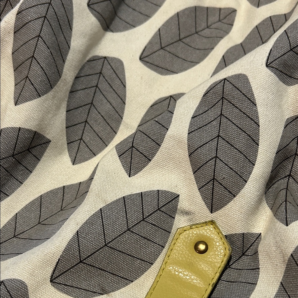 Target Leaf It Alone Handbag Tote Bag Patterned Yellow and Gray Women's Purse - Picture 11 of 17